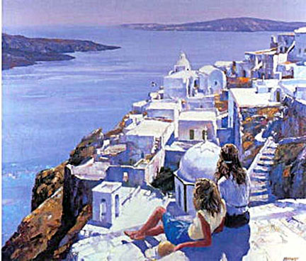 Howard Behrens - Santoiri View - Limited Edition Serigraph