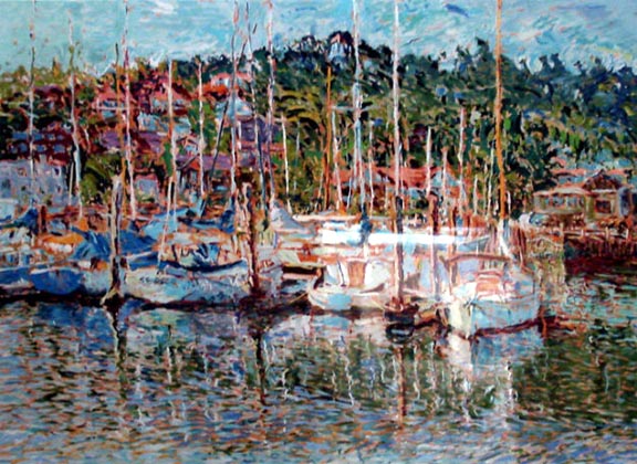 Marco Sassone - Sausalito Marina - Limited Edition Serigraph
