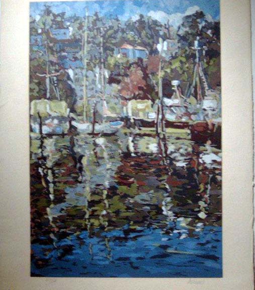 Marco Sassone - Sausalito Reflections - Limited Edition Serigraph