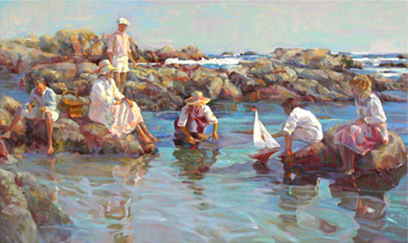 Don Hatfield - Seashore Playground - Limited Edition Serigraph on Canvas