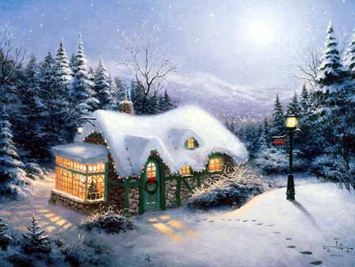 Thomas Kinkade - Silent Night - Limited Edition Offset Lithograph on Canvas