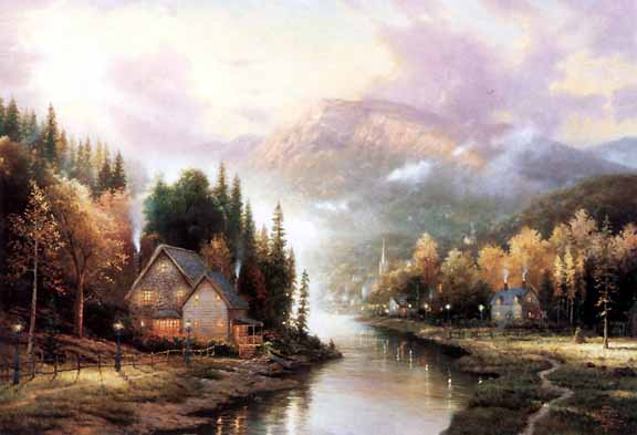 Thomas Kinkade - Simpler Times I - Limited Edition Offset Lithograph on Canvas