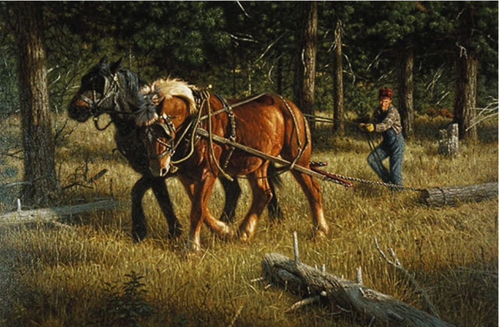 Tucker Smith - Skidding Logs - Limited Edition Lithograph