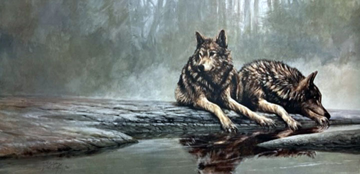 Morten Solberg - Reflection Wolves - Limited Edition Lithograph