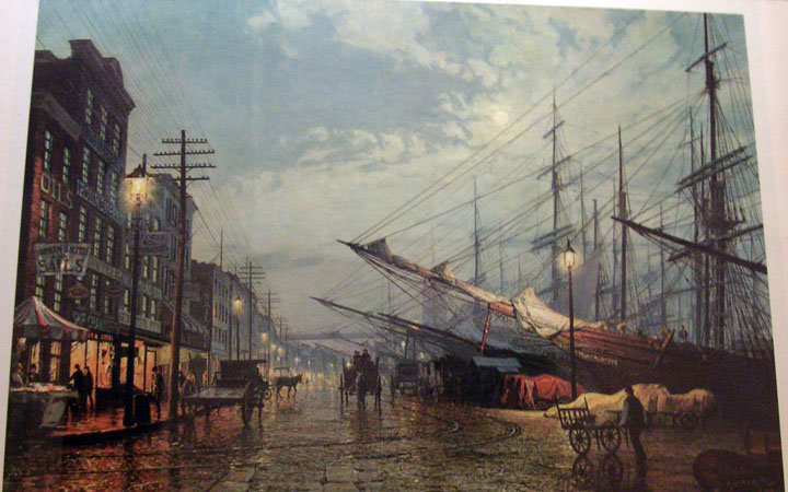 John Stobart - New York South Street, New York in 1880 Gaslight - Limited Edition Lithograph