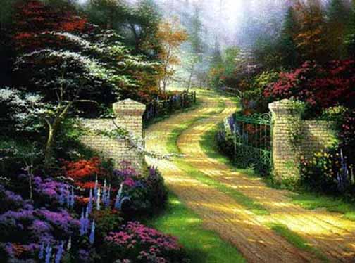 Thomas Kinkade - Spring Gate - Limited Edition Offset Lithograph on Canvas