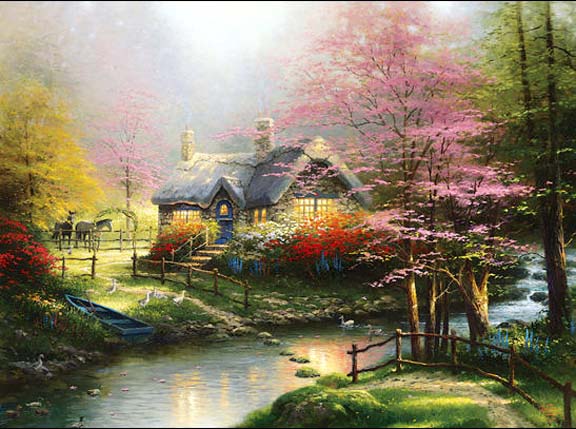 Thomas Kinkade - Stepping Stone Cottage - Limited Edition Offset Lithograph on Canvas