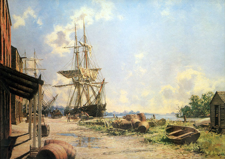 John Stobart - Georgetown Vessels at the Potomac Wharf in 1842 - Limited Edition Lithograph