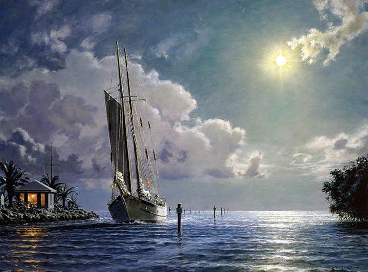 John Stobart - Key Largo The Schooner Yankee Entering Ocean Reef - Limited Edition Lithograph