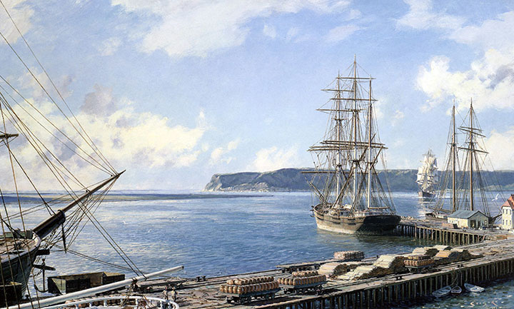 John Stobart - San Diego A View Of Point Loma From Santa Fe Wharf In 1888 - Limited Edition Lithograph