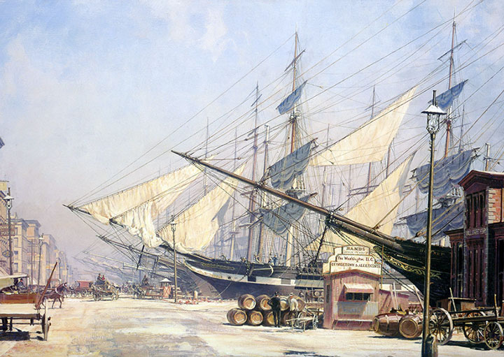 John Stobart - New York South Street, New York In 1874 (Daylight) - Limited Edition Lithograph