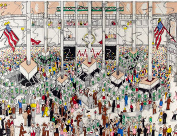 Charles Fazzino - Stock Exchange - 3-D Limited Edition Serigraph