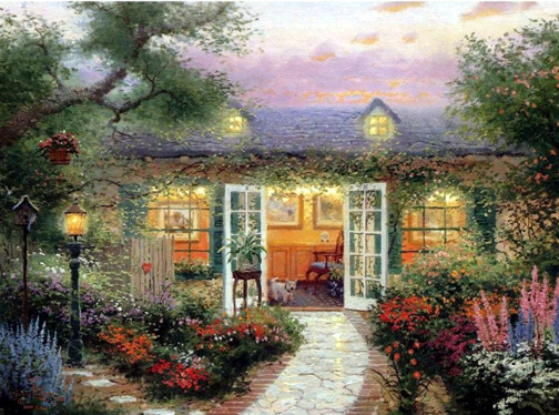 Thomas Kinkade - Studio in the Garden - Limited Edition Offset Lithograph on Canvas