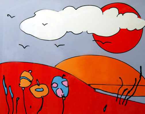 Peter Max - Sun Moon Landscape - Limited Edition Serigraph