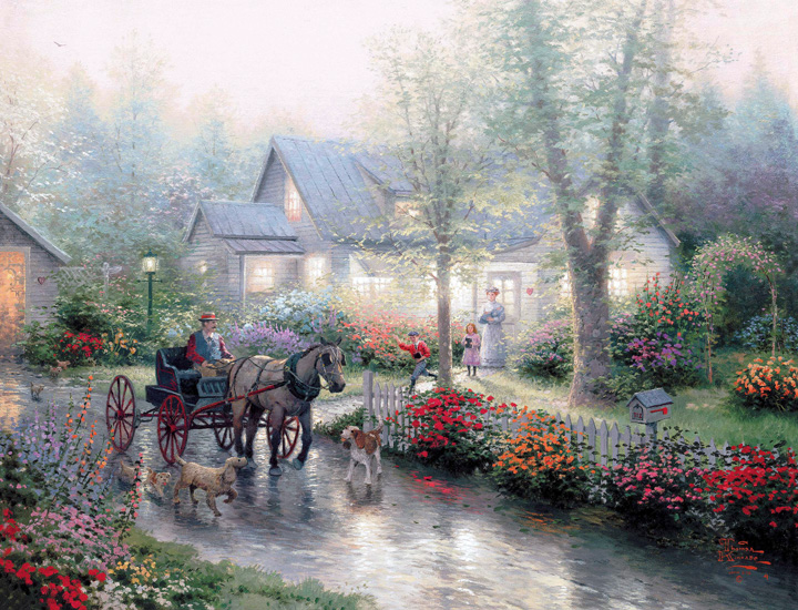 Thomas Kinkade - Sunday Outing - Limited Edition Offset Lithograph on Canvas