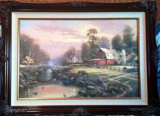 Thomas Kinkade - Sunset at Riverbend Farm - Limited Edition Offset Lithograph on Canvas
