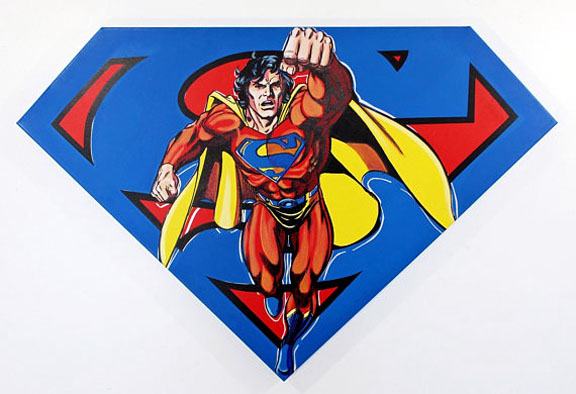 Steve Kaufman - Superman Crest (Blue) - Limited Edition Serigraph on Canvas