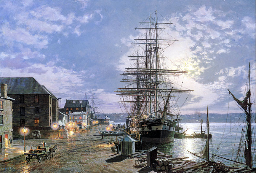 John Stobart - Sydney The Blackwall Passenger Ship Parramatta Alongside Circular Quay in 1872 - Limited Edition Lithograph