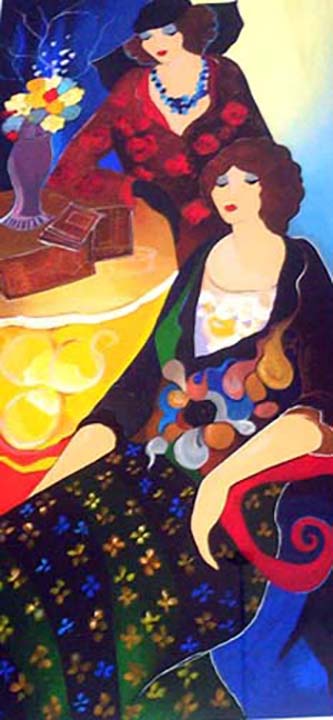 Itzchak Tarkay - Debbie and Donna II - Limited Edition Serigraph