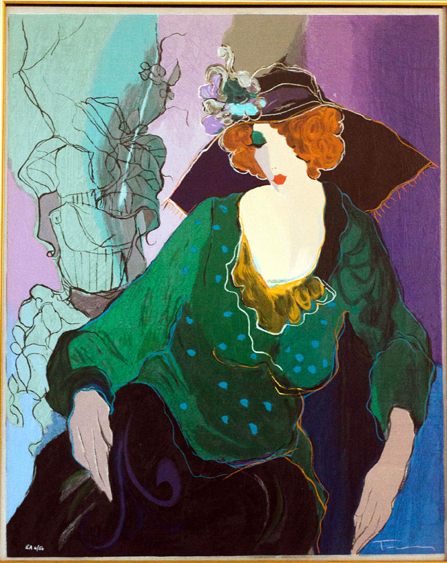 Itzchak Tarkay - Jeannine with Flowered Hat - Limited Edition Serigraph