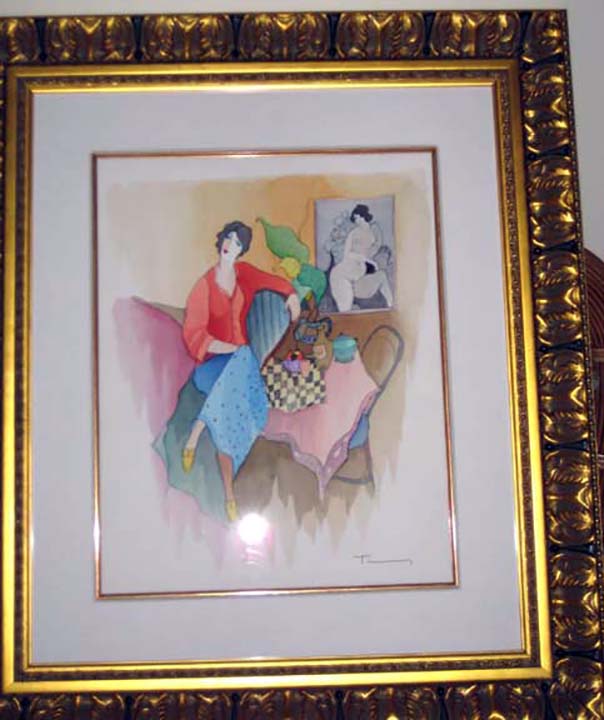 Itzchak Tarkay - Just a Thought - Original Painting - Watercolor