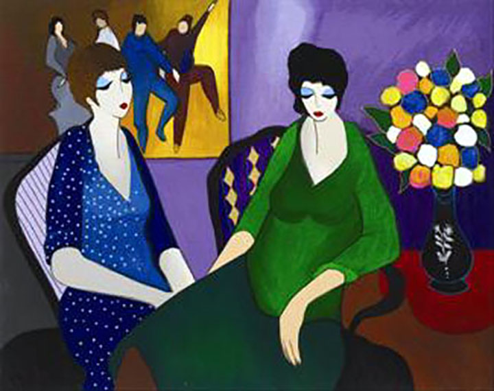 Itzchak Tarkay - Mabel and Friend - Limited Edition Serigraph