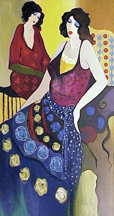Itzchak Tarkay - Monique and Monie - Limited Edition Serigraph