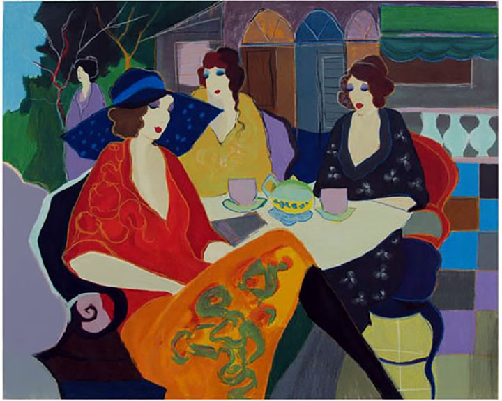 Itzchak Tarkay - On the Terrace - Limited Edition Serigraph