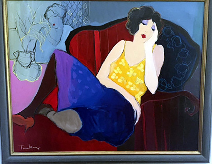 Itzchak Tarkay - Lady - Original Painting - Oil on Canvas