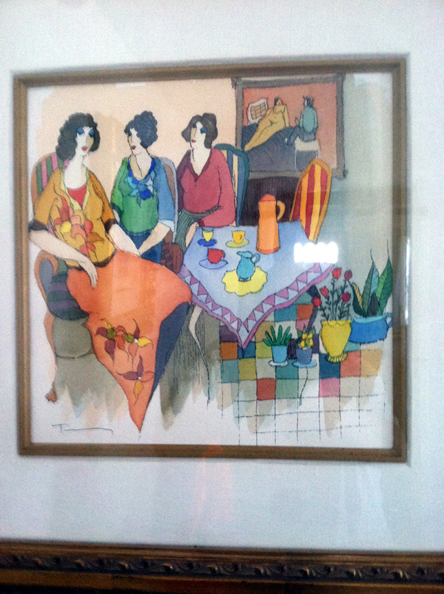 Itzchak Tarkay - Tea for Three #21 - Original Painting - Mixed Media / Watercolor / Drawing / on wove paper