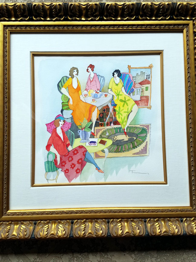Itzchak Tarkay - Tea Time #25 - Original Painting - Mixed Media / Watercolor / Drawing / on wove paper