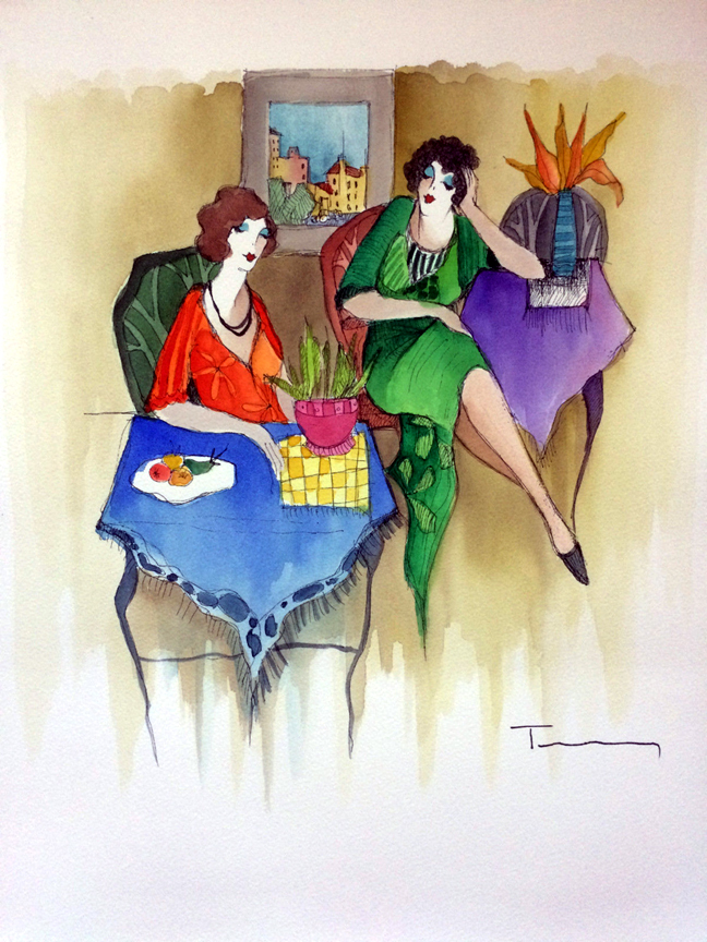 Itzchak Tarkay - Untitled - Original Painting - Mixed Media / Watercolor / Drawing / on wove paper