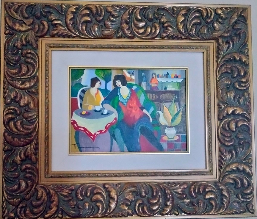 Itzchak Tarkay - Relaxing at the Cafe #6 - Limited Edition Serigraph