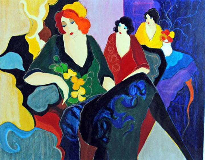 Itzchak Tarkay - Shades of Green - Limited Edition Serigraph