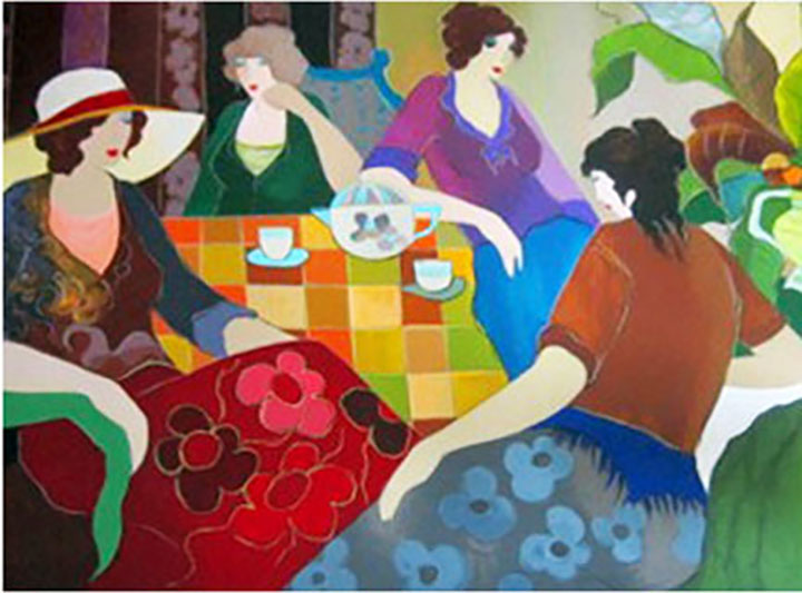Itzchak Tarkay - Silence Among Friends - Limited Edition Serigraph