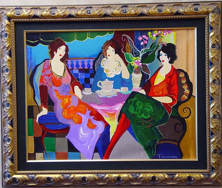 Itzchak Tarkay - Three Ladies at Tea - Limited Edition Serigraph 