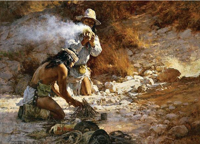Howard Terpning - Apache Fire Maker - Limited Edition Lithograph