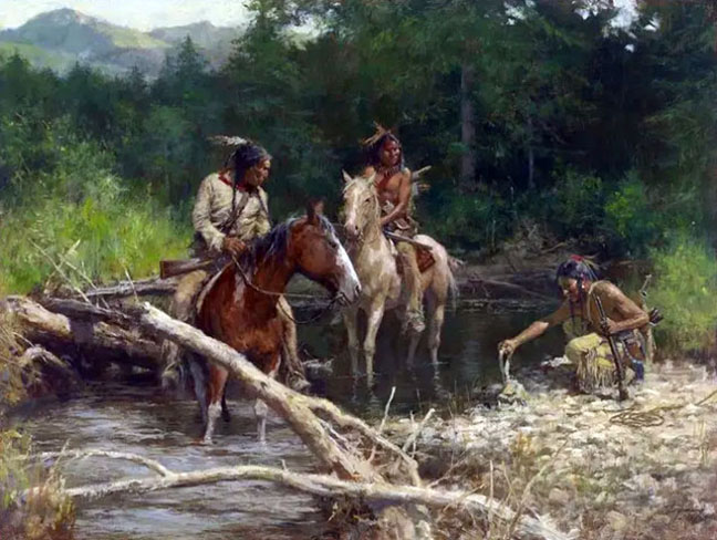 Howard Terpning - Blackfeet Scouts in the Flathead Valley - Limited Edition Giclee on Canvas