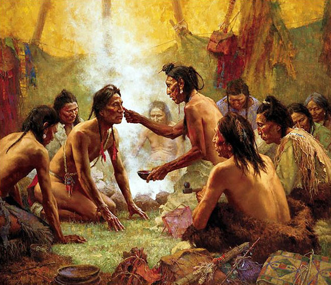 Howard Terpning - Blessings From the Medicine Man - Limited Edition Lithograph on Canvas
