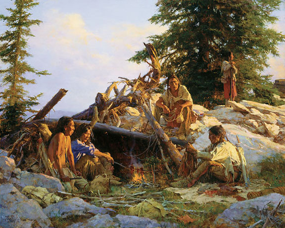 Howard Terpning - Camp at the Cougar's Den - Limited Edition Giclee on Canvas