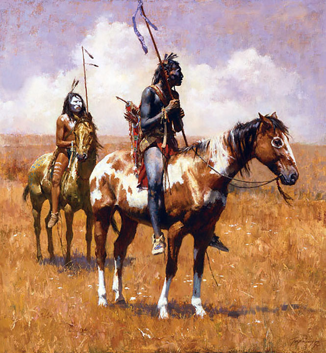 Howard Terpning - Coup Sticks and War Bonnet - Limited Edition Lithograph on Canvas