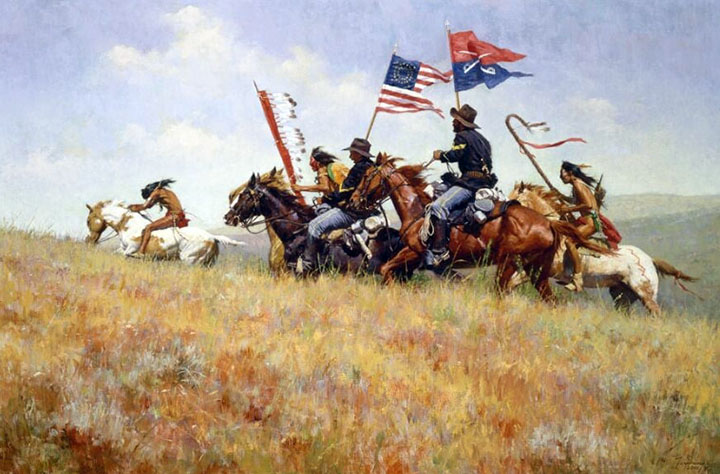 Howard Terpning - Flags on the Frontier - Limited Edition Giclee on Canvas