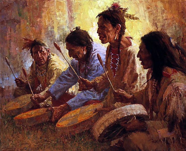 Howard Terpning - Four Sacred Drummers - Limited Edition Lithograph