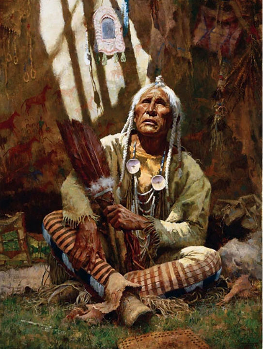 Howard Terpning - Holy Man of the Blackfoot - Limited Edition Lithograph on Canvas