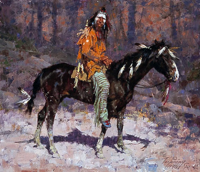 Howard Terpning - Horse Feathers - Limited Edition Lithograph on Canvas