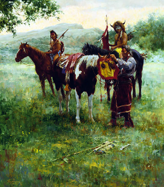 Howard Terpning - Medicine Horse Mask - Limited Edition Lithograph on Canvas