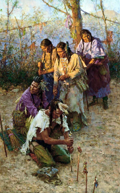 Howard Terpning - Offerings to the Little People - Limited Edition Lithograph on Canvas
