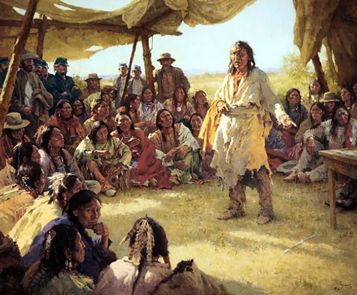 Howard Terpning - Paper That Talks - Limited Edition Giclee on Canvas