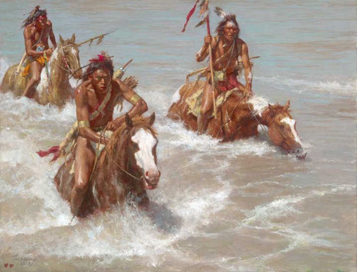 Howard Terpning - Pursuit Across the Yellowstone - Limited Edition Giclee on Canvas