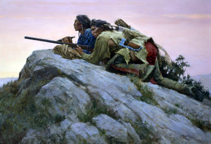 Howard Terpning - Sharpshooters Closing on the Herd - Limited Edition Giclee on Canvas